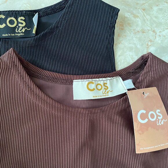 NWT COS Sz L (fits s/m) Ribbed Cropped Tank Bundle One Brown One Black - Picture 2 of 6